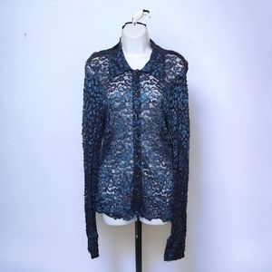 Lip Service Vintage Black Blue Lace Top